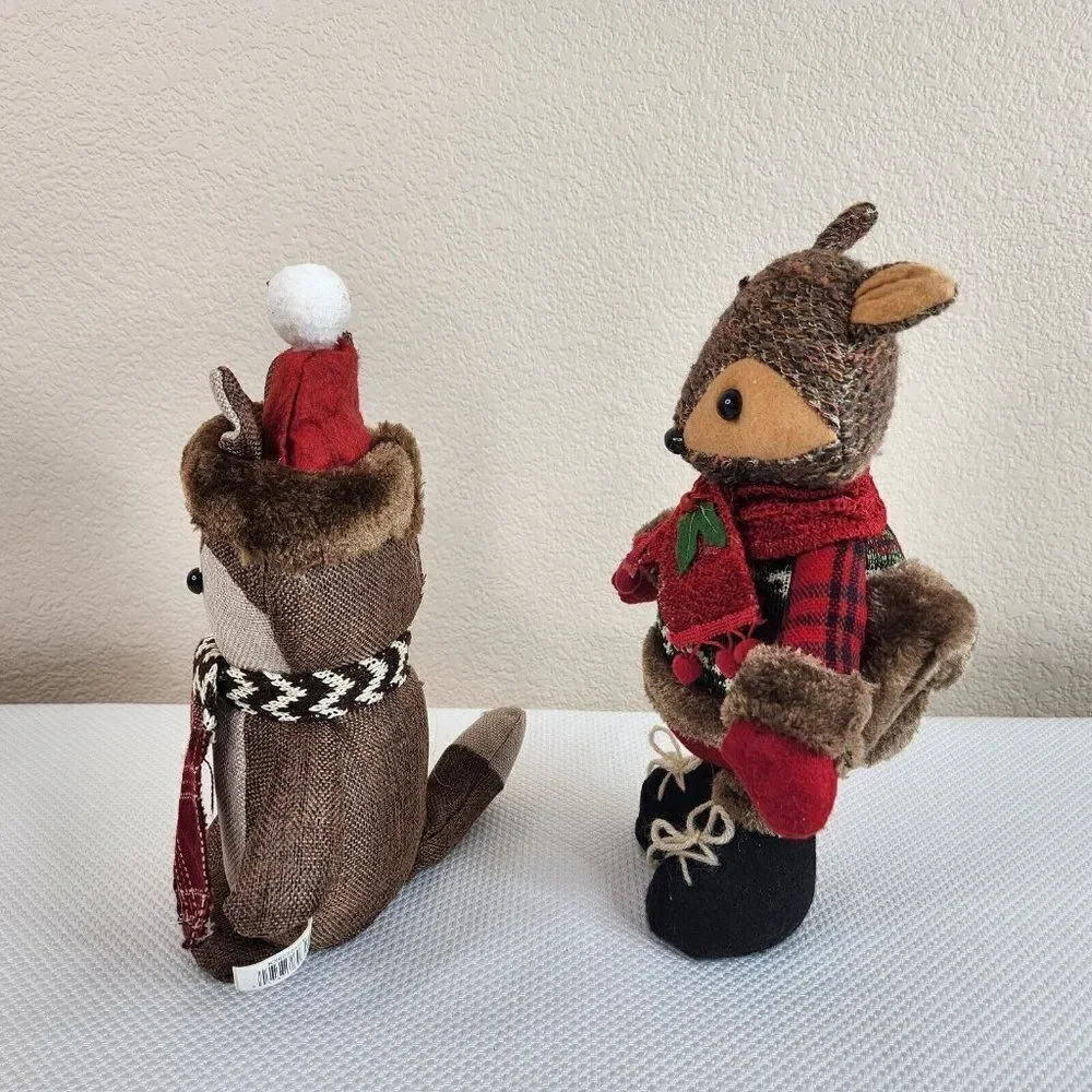 DanDee Christmas Winter Holiday Fox Standing Decor 2 Plaid Rustic Animals